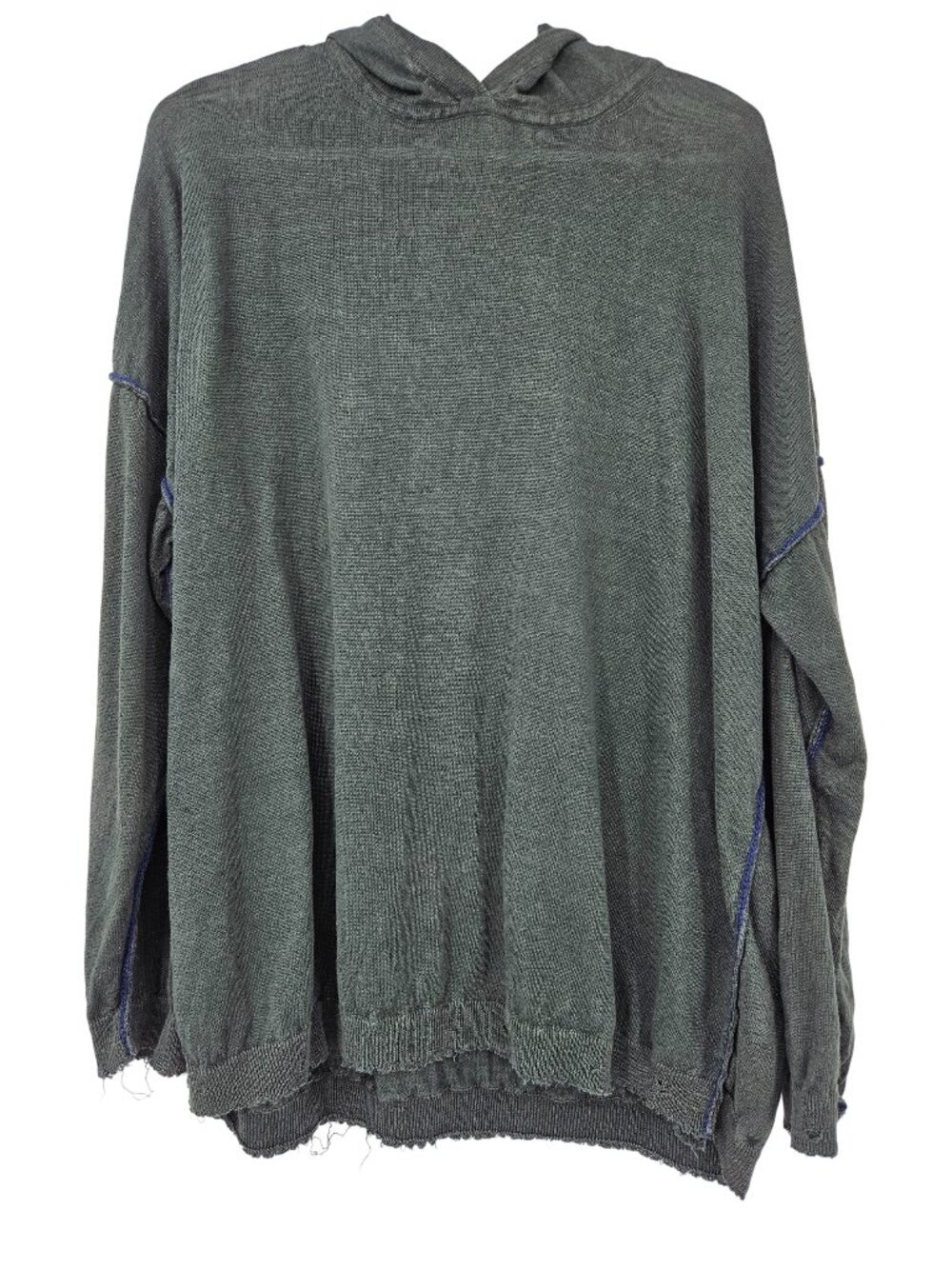 Acne Studios Binita Linen Hoodie Sweatshirt Green Women's Size XS Distressed Hem